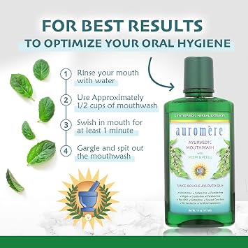 Auromere Ayurvedic Natural Mouthwash with Neem & Peelu - 16 Fl Oz, 2 Pack
