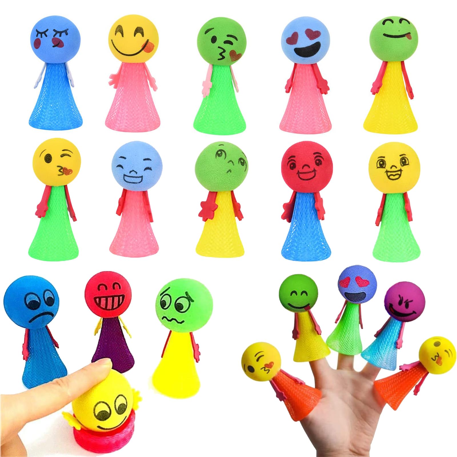 Spring Toy, 10 Pack Jumping Toys for Kids, Fun Party Favors and Return Gifts, Bouncy Smiley Balls for Kids Age 10-12, 3 * 6 cm Small Size-image-1