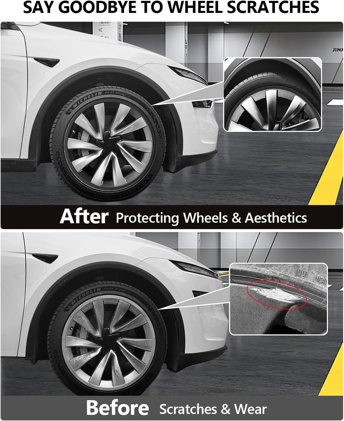 for Tesla Wheel Rim Protector Model Y Refreshed Juniper Accessories 2025 2026 Segmented Wheel Covers 20 Inch Wheel Rim Protector Uberturbine Cover Curb Rash Repair Kit Rim Tire Trim Ring