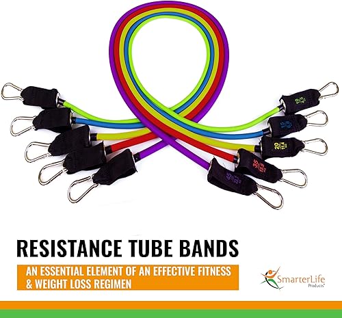 Miniatura 2 de Conjunto de bandas de resistencia premium. Pierda grasa corporal, aumente la fuerza muscular. Incluye 5 bandas de ejercicio de alta resistencia, 2