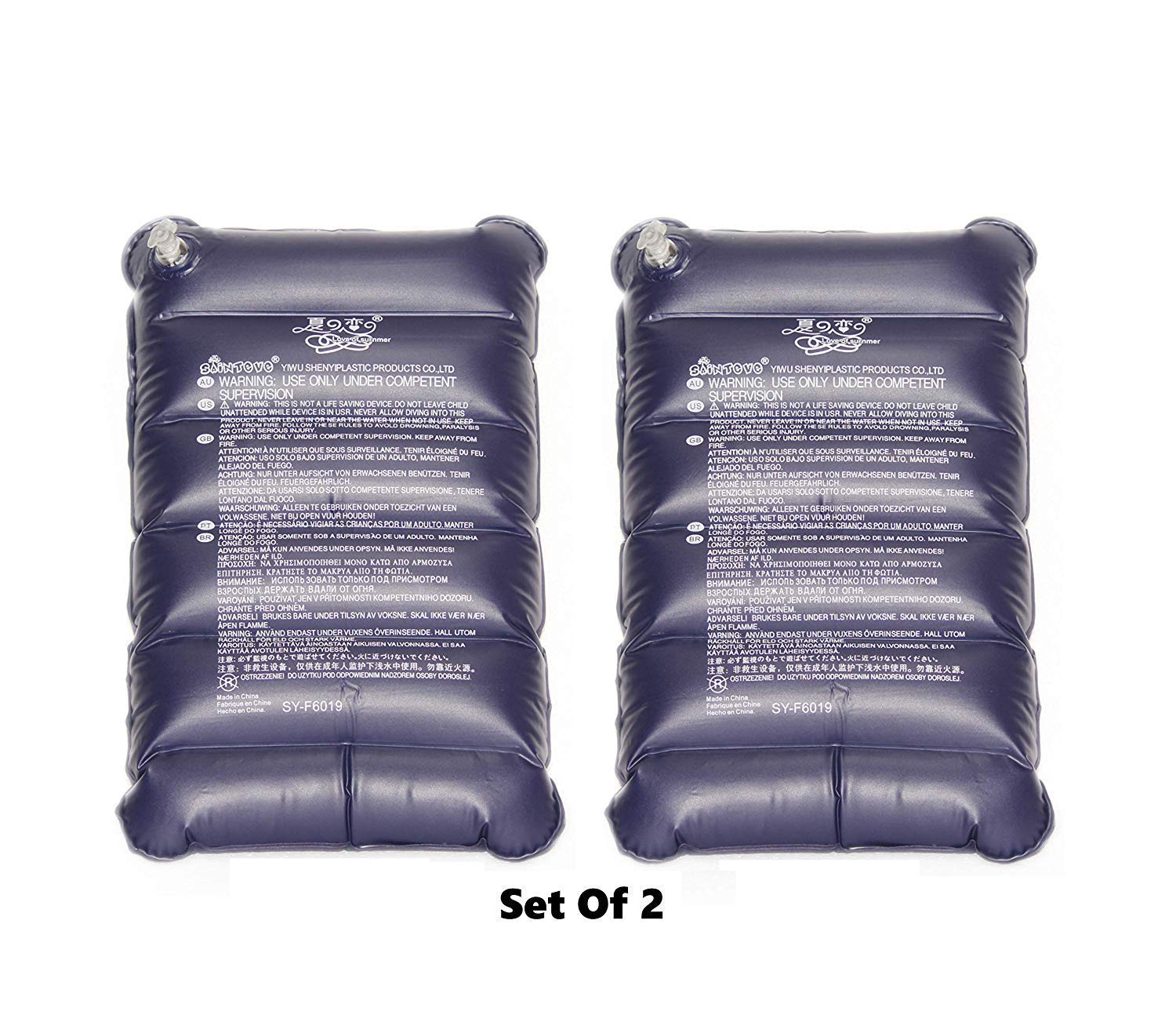 WALBERRIE Velvet Soft Air Inflatable Navy Blue Travel Pillow for Family - Set of 2 3