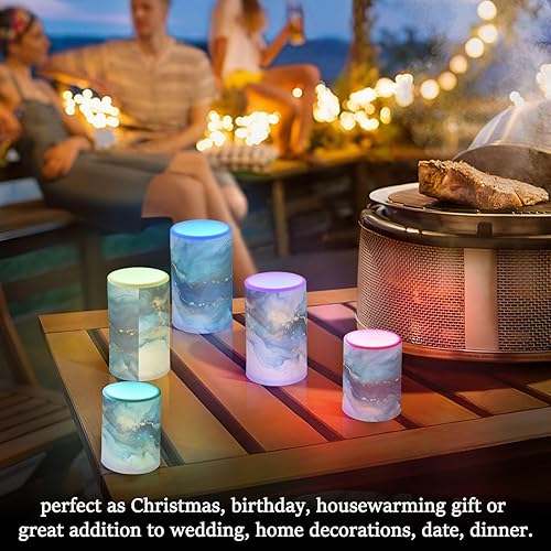 Vista 308 de Velas parpadeantes sin llama, velas LED moradas de mariposa lavanda con temporizador remoto, juego de 2 velas a pilas para San Valentín, boda