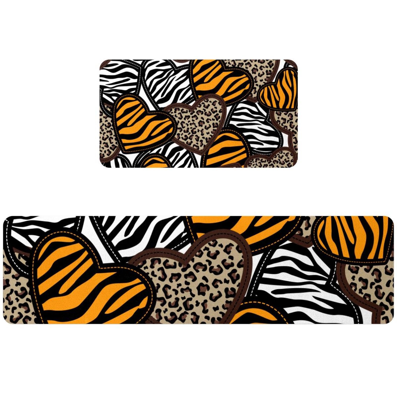 Tapis de cuisine lot de 2 en forme de cœur, antidérapants et lavables