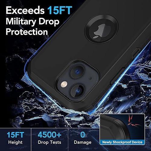Miniatura 5 de Funda para iPhone 14, iPhone 13, con protector de pantalla integrado protección contra caídas de grado militar Funda de cuerpo completo a prueba de