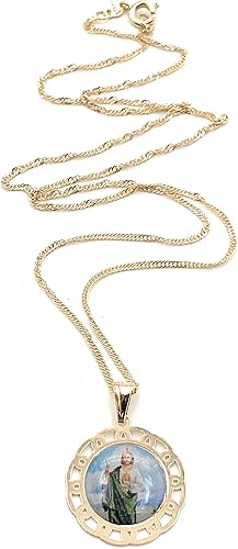 Miniatura 21 de SIFRIMANIA Cadena de medalla religiosa católica chapada en oro para niños y mujeres