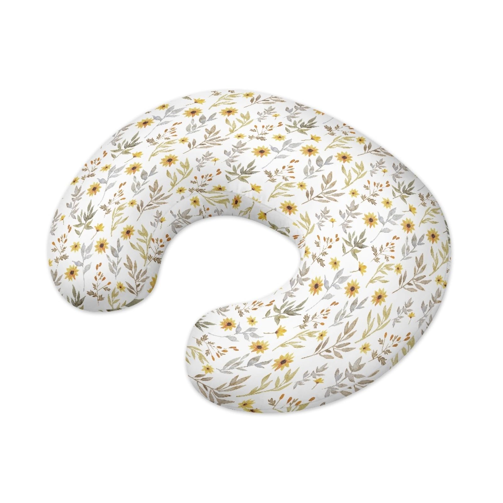 GOSTONG Fashion Flower Leaves Nursing Pillow Cover with Hidden Zipper Breathable Breastfeeding Pillow Slipcover Fits Nursing Pillow, Super Soft Pillowcase Protector for Babies
