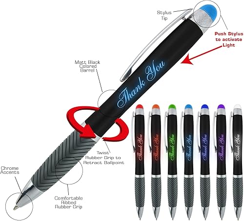 Miniatura 2 de Paquete de 80 bolígrafos personalizados, grabado láser sin granel, bolígrafo de 3 pulgadas, lápiz óptico y área personalizada con luz, nombre