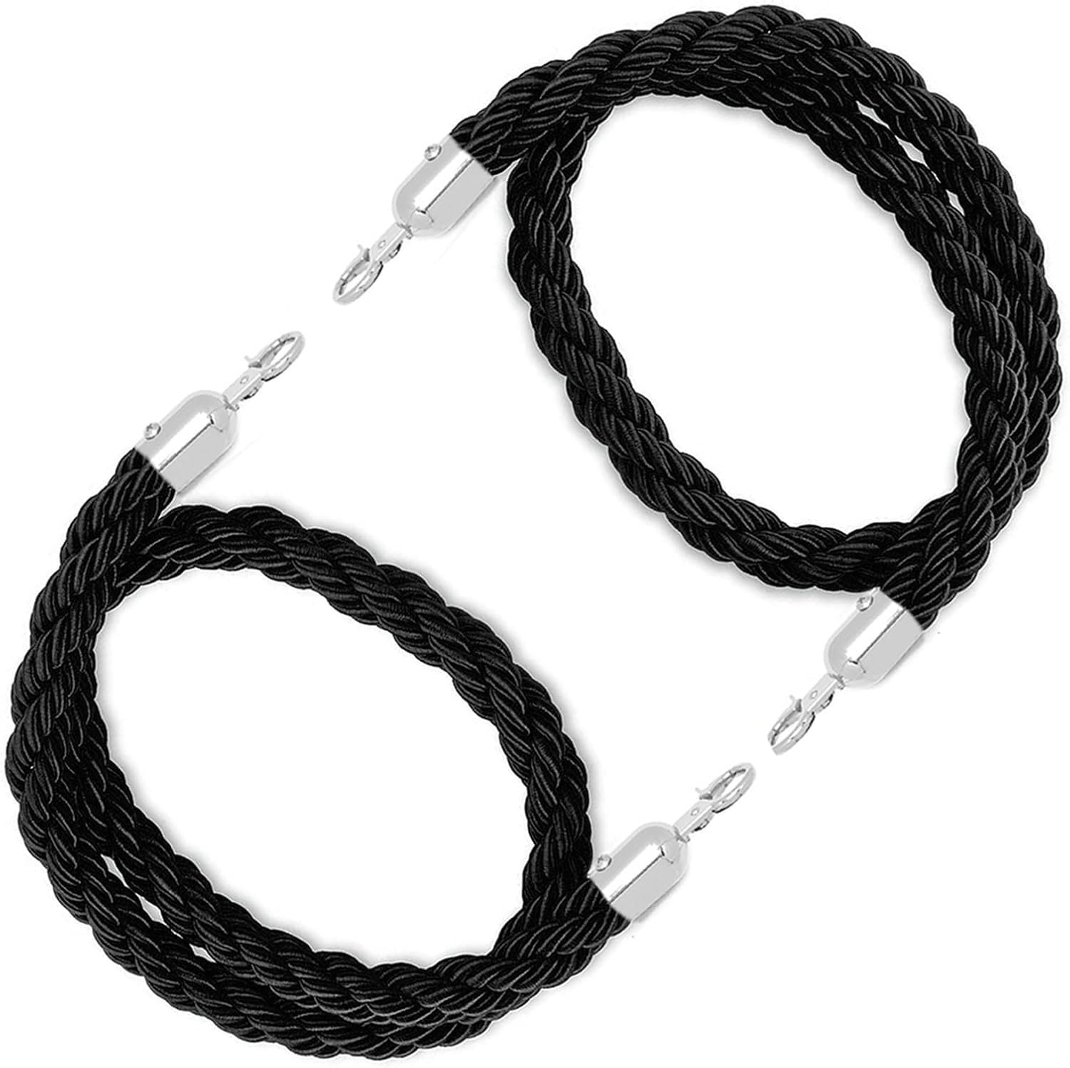 Corde de Guidage Noire de 1,8 m pour événements VIP, Salons Automobiles et entrées d'hôtels - Corde de contrôle des foules Ultra-résistante avec Crochets, Design élégant en Chanvre pour la g