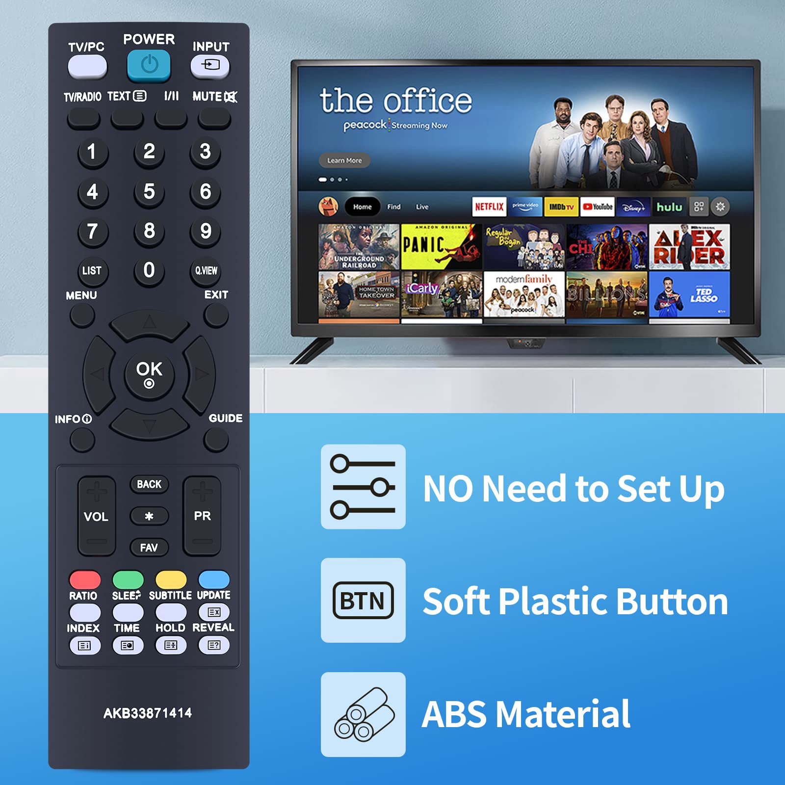 TCNOUMT AKB33871414 Remote Control Replacement for LG TV M197WD-PZ M227WD-PZ M227WDJ M237WD-PZ M237WDP M2394D-PZ - NO Setup Required - Image 3