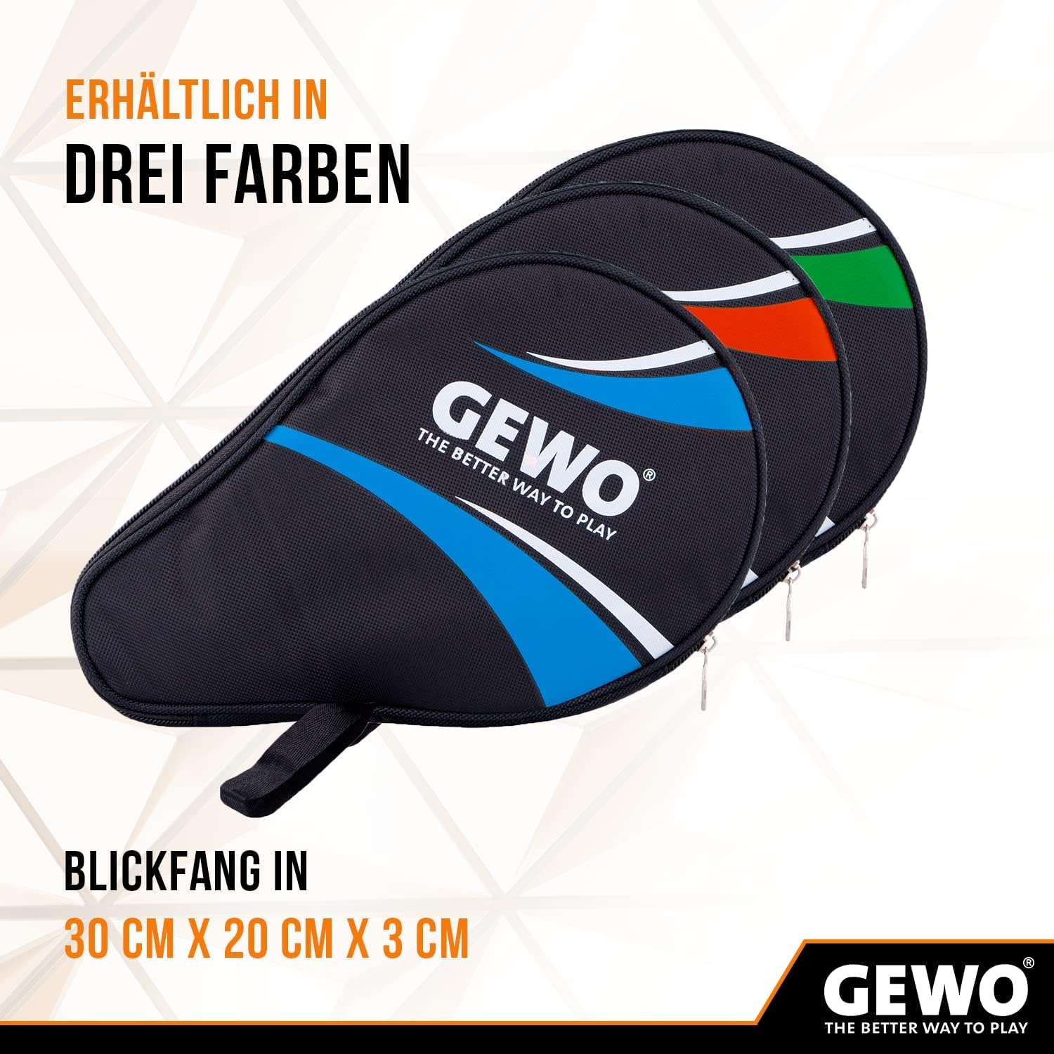 Bundle aus GEWO Tischtennisschläger Player - ITTF genehmigter Tischtennis Schläger + GEWO Rundhülle Master mit Ballfach - Robuste Tischtennisschläger-Hülle für einen Schläger und 3 Bälle