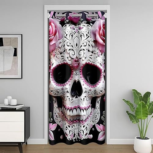 Miniatura 15 de Manfei Cortina de puerta musical negra con notas musicales para puerta de armario, cortinas opacas para puerta de armario, cortinas opacas para