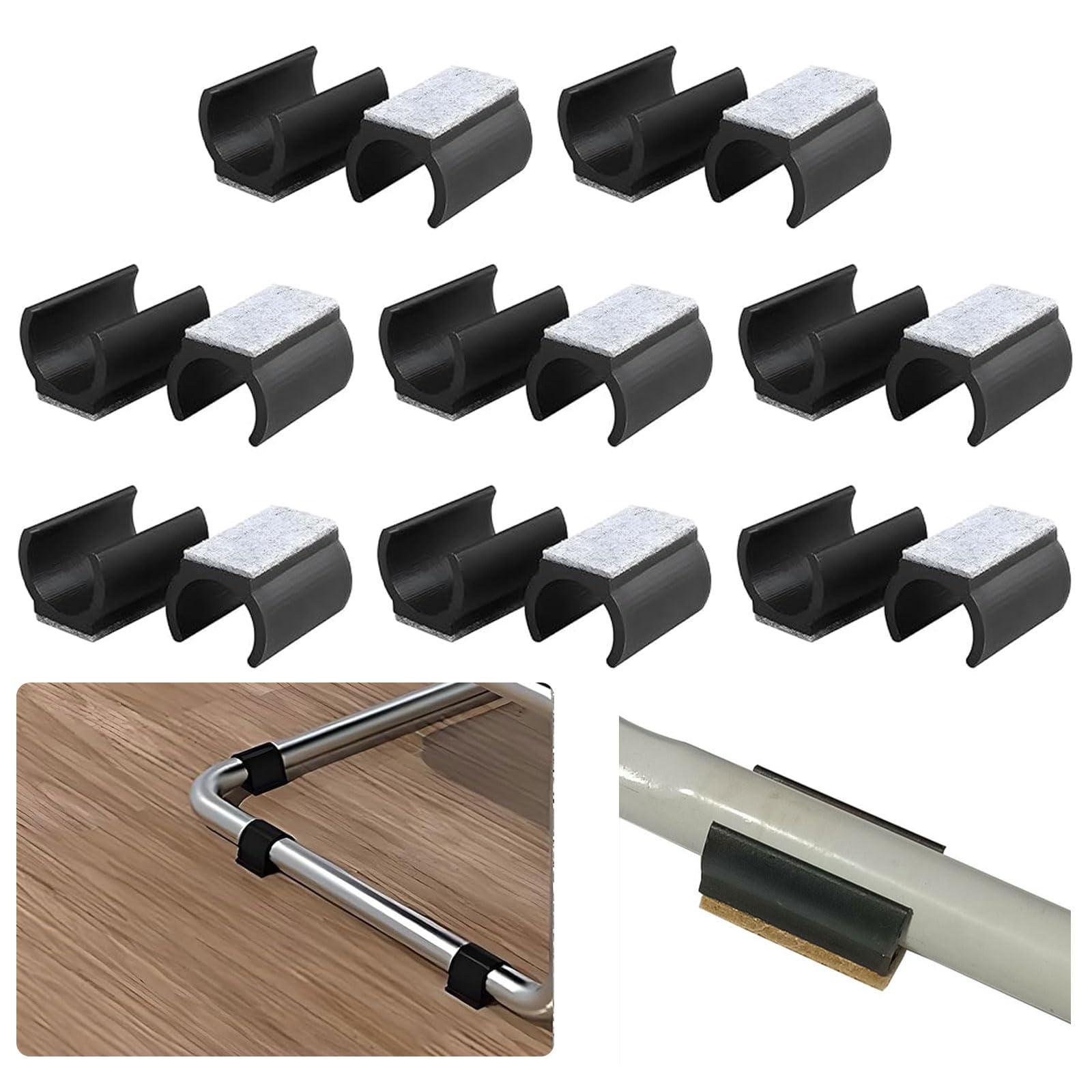 8 Passanti In Feltro Per Sedie A Sbalzo - Antiscivolo, Antirumore E Protettivi Per Pavimenti - Foto 2