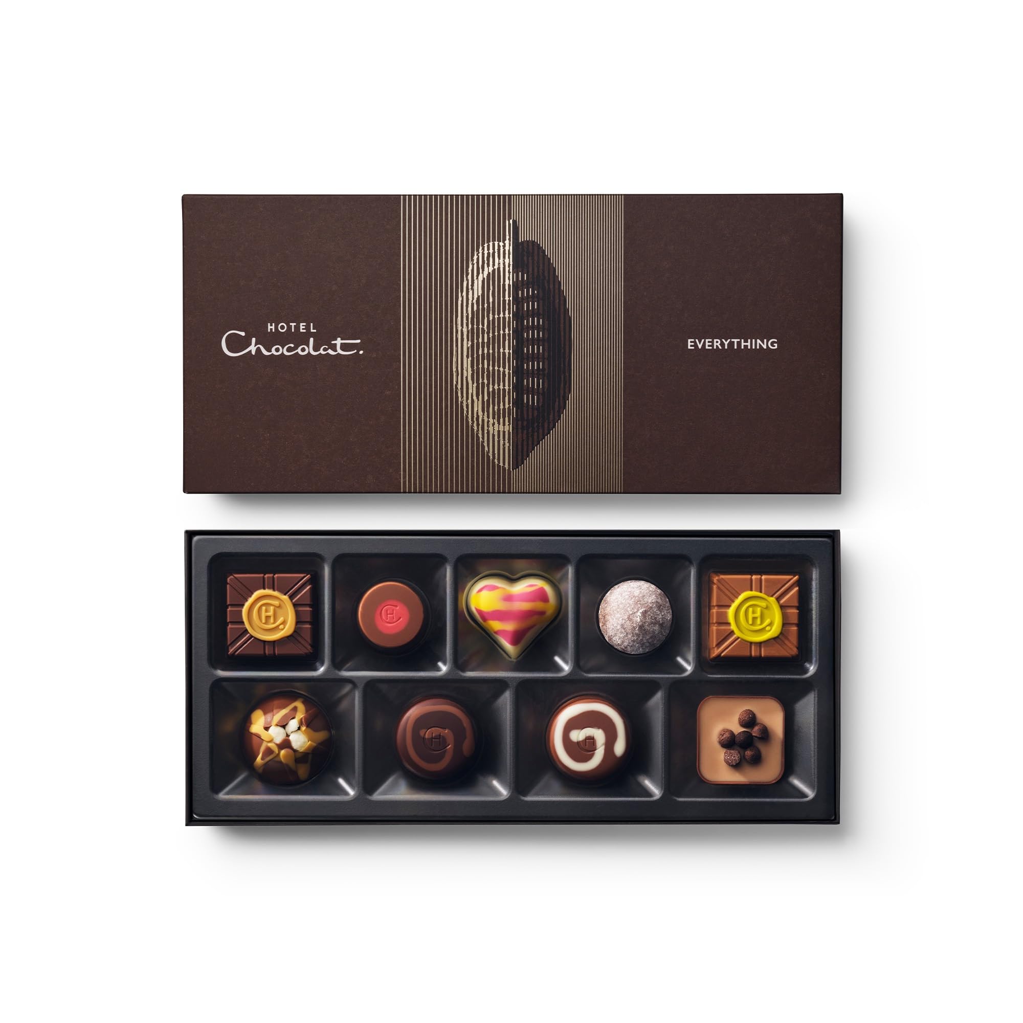Hotel Chocolat Everything Chocolate Gift Box Selection 9 Piece Assortment | The Perfect Taster Collection Of Our Bestselling Chocolates, Introduction To High-Cacao Milk, White & Dark Chocolate