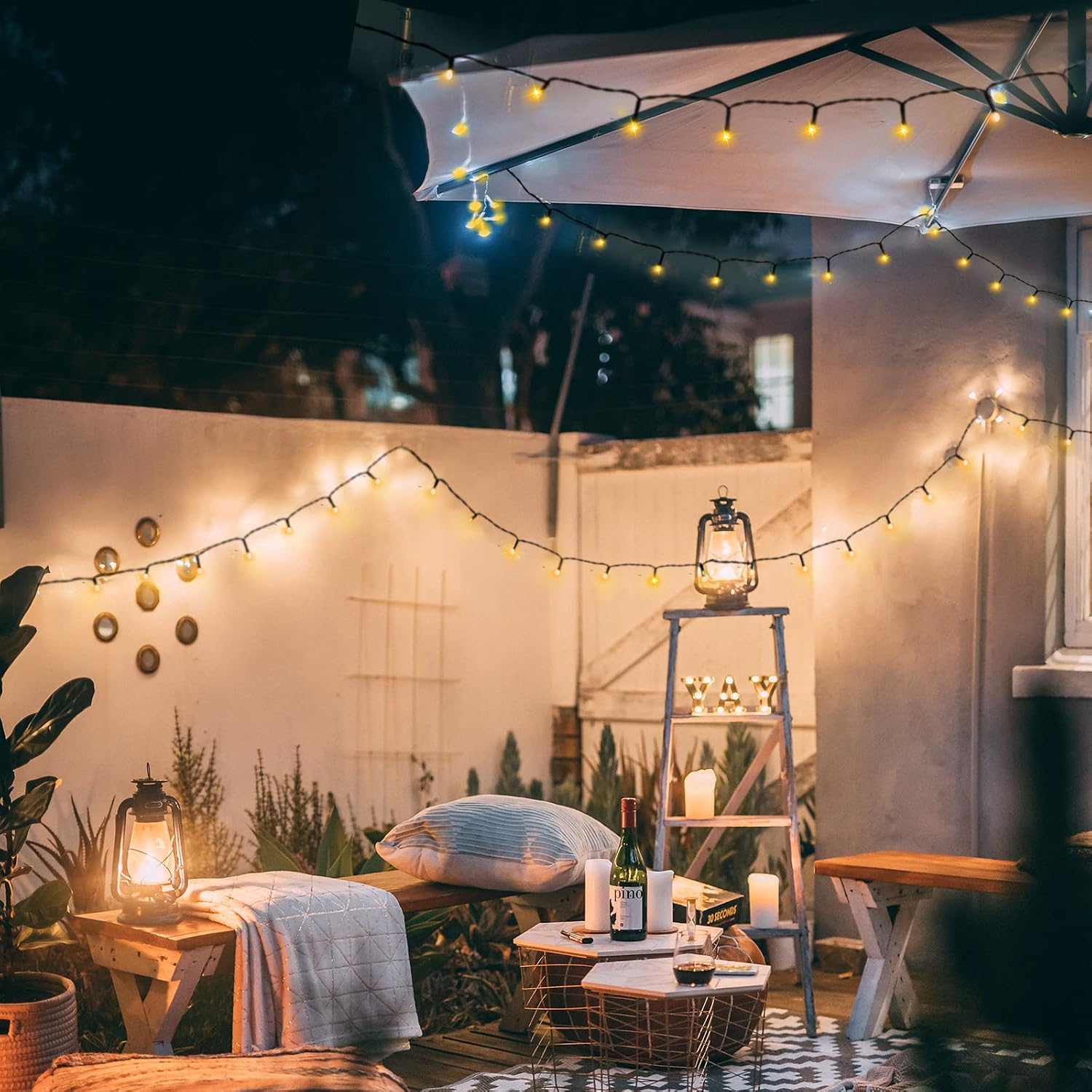 ANJAYLIA Solar String Lights Outdoor, 2 Pack Each 33FT 100 LED Fairy Lights Solar Powered with 8 Modes Decorative Green Wire Lights for Patio Garden Yard Trees Christmas Wedding Party, Warm White