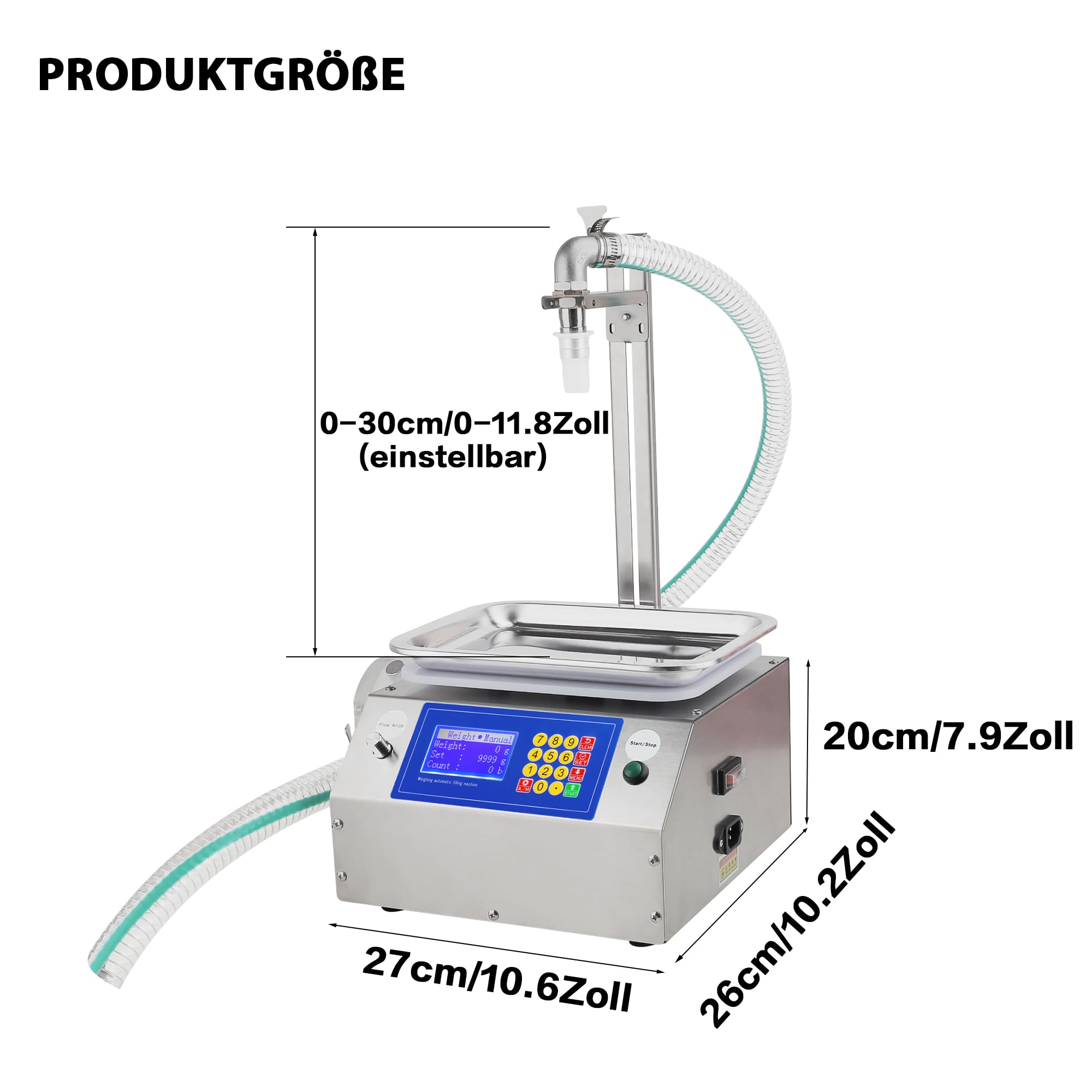 Macchina riempitrice di liquidi, macchina per il riempimento di bottiglie, volume di riempimento regolabile da 20 ml a 10000 ml, fino a 15 L/min, macchina di riempimento per miele, marmellata, oli