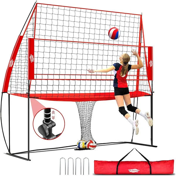 Volleyball Training Equipment,Height Adjustable Volley Ball Practice Net Station for Serving, Spiking, Hitting Practice,Easy Setup Volleyball Net for Backyard Indoor Outdoor with Carryingbag