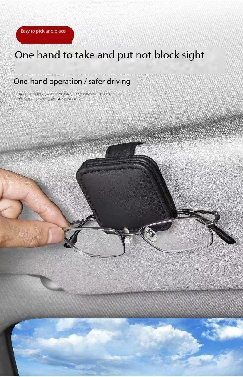 MOKHT Brillenhouder Voor In De Auto, Leren Zonnebrilhouder Voor In De Auto Magnetische Brillenstandaard Voor Zonneklep In De Auto Zonnebrilhouder Voor In De Auto Voor Brillenkaart Zwart