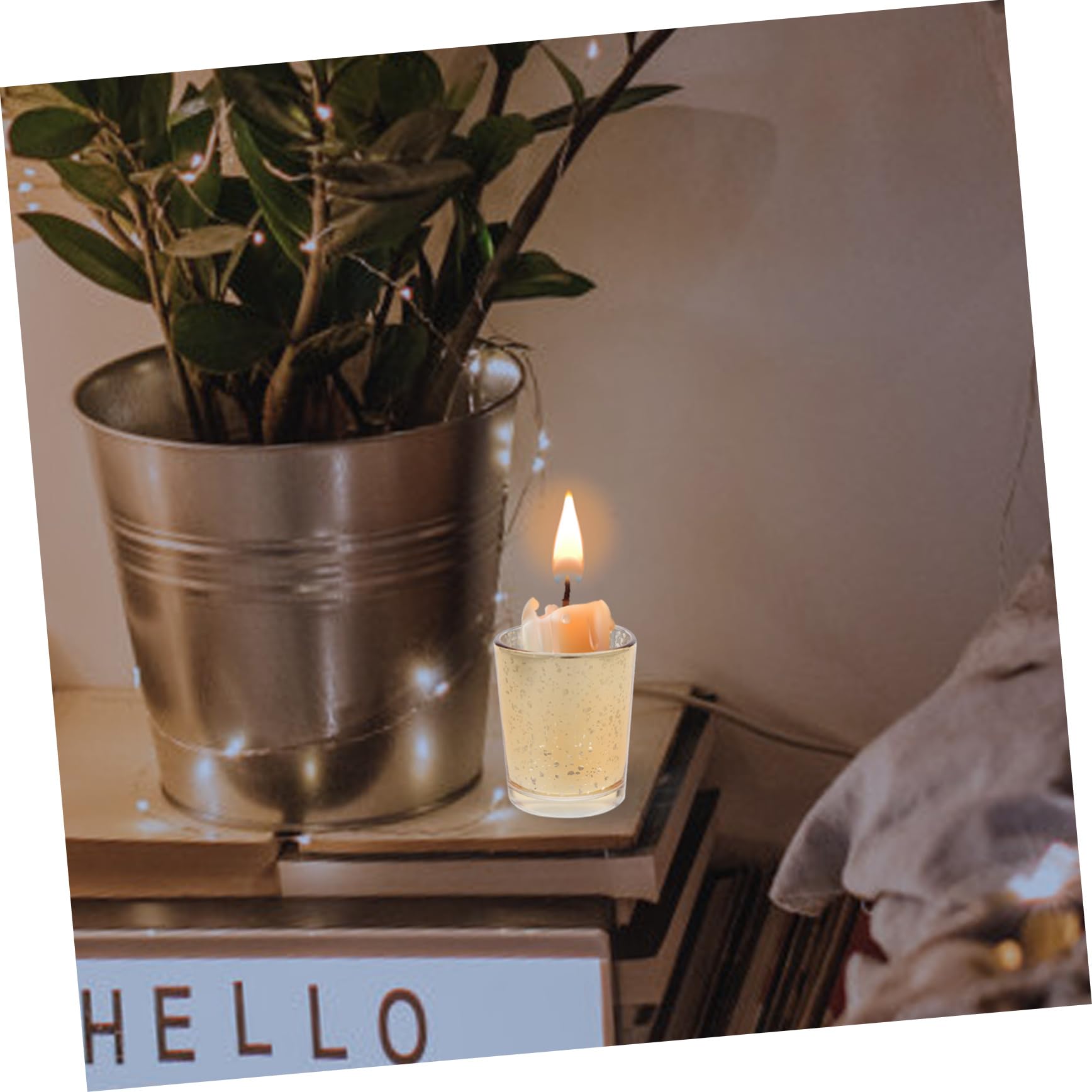 Portavelas de Cristal Dorado 12 Piezas para Velas de Té | Vidrio, Diseño Elegante de Aire Antiguo, Centro de Mesa y Decoración de Sobremesa