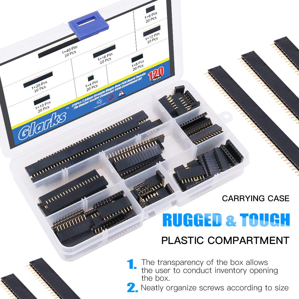 Snapklik.com : Glarks 120Pcs 2.54mm Straight Single Row PCB Board ...
