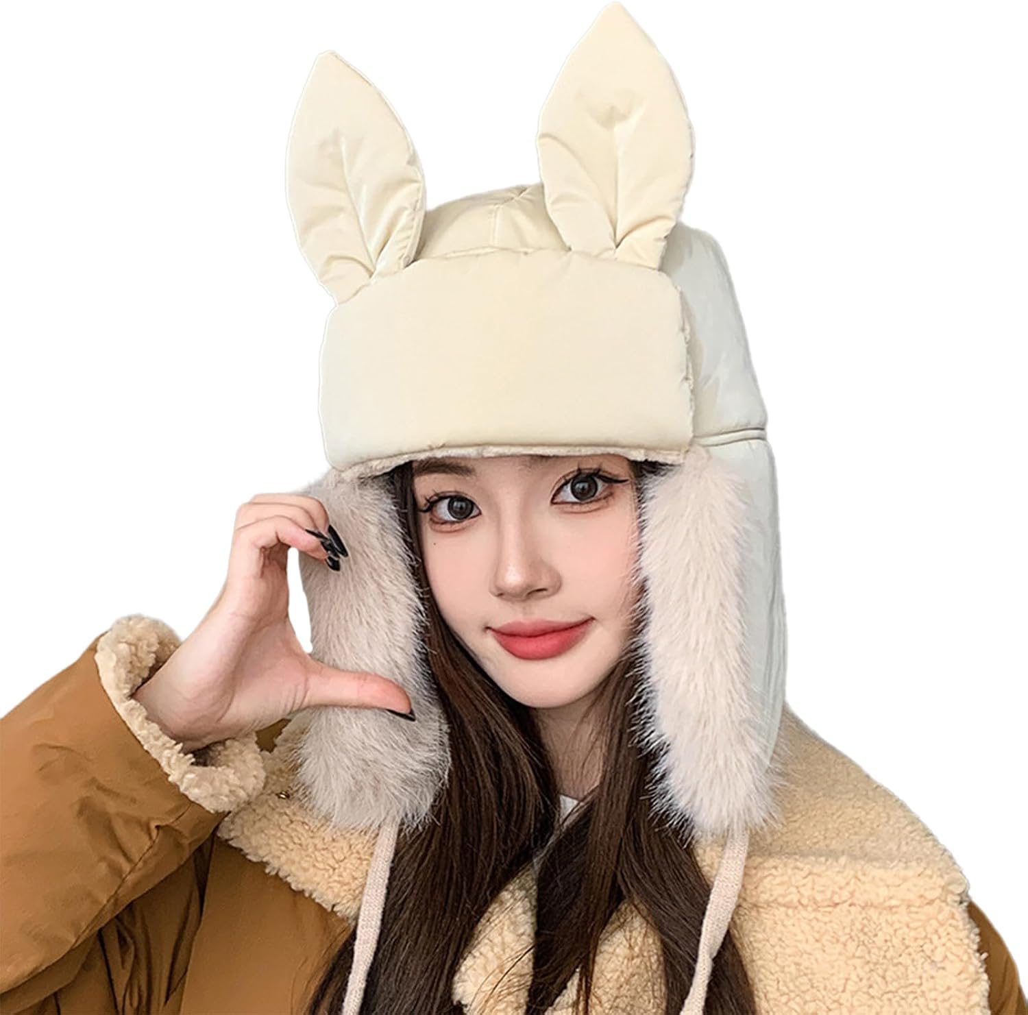 Ear Flap Trapper Hat for Women Girl Plush Liner Ear Protective Hat Windproof Hat for Outdoor Activity Winter Headwear