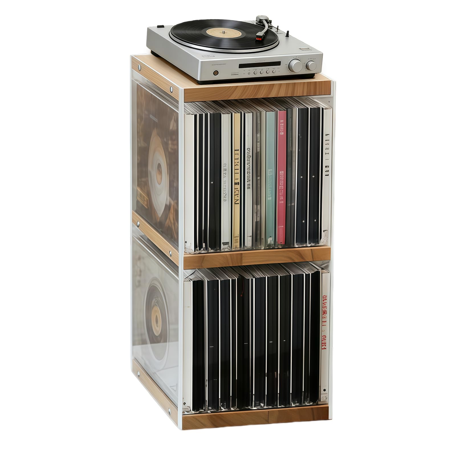 CD Holder Desk Rack Organizer, 8.2*5.9*12.4 In CD Storage Units, Natural Wood CD Storage Rack Holds 30 CD Case, 55 DVDs in Slim Cases, and 130 Discs in CD Sleeves, Organizer for CD & DVD