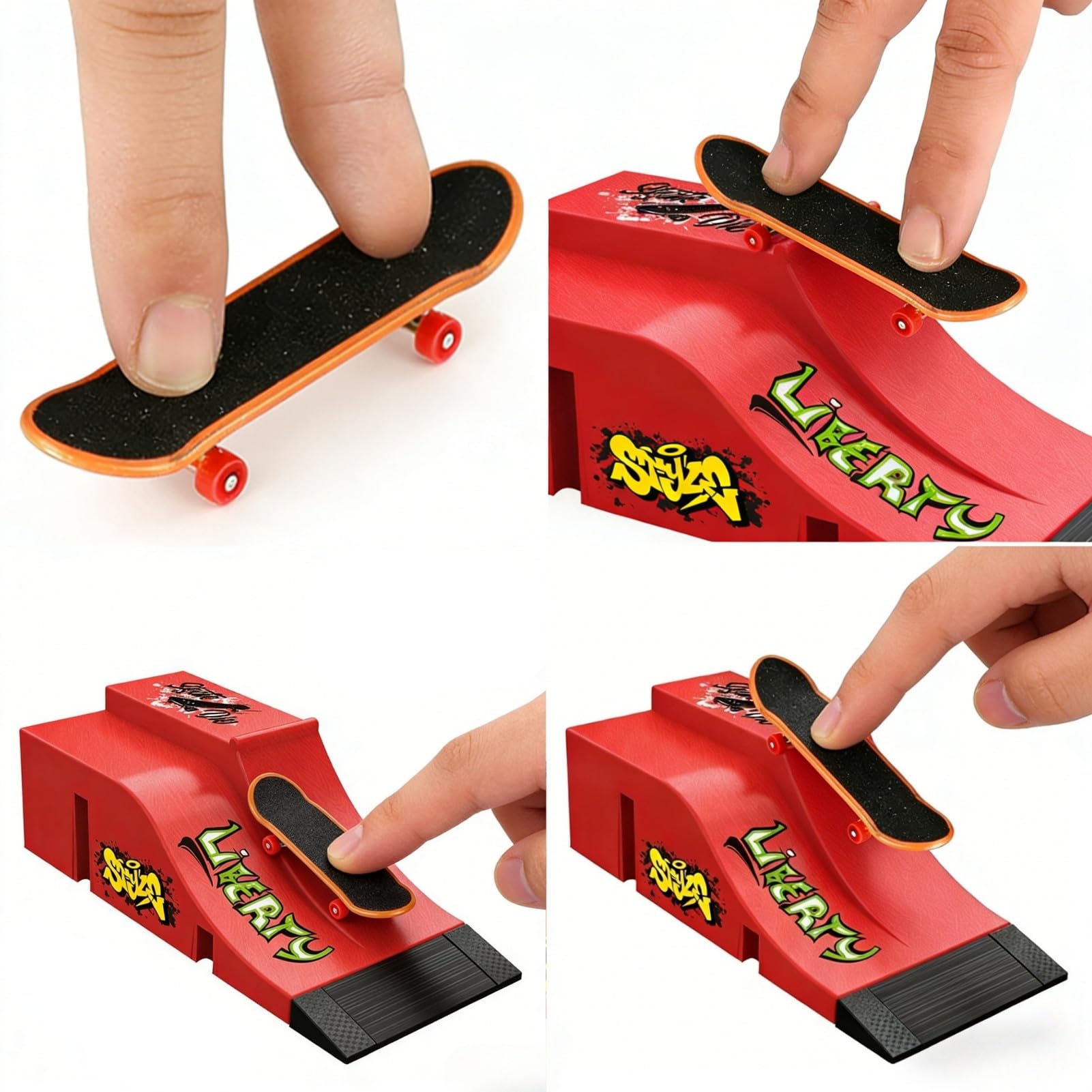 Finger Skateboard und Rampe Zubehör Set, Mini Fingerboard Park Kit DIY Deck Truck Fingerskateboard Rampe Kit für Jungen und Mädchen Geschenk (A)