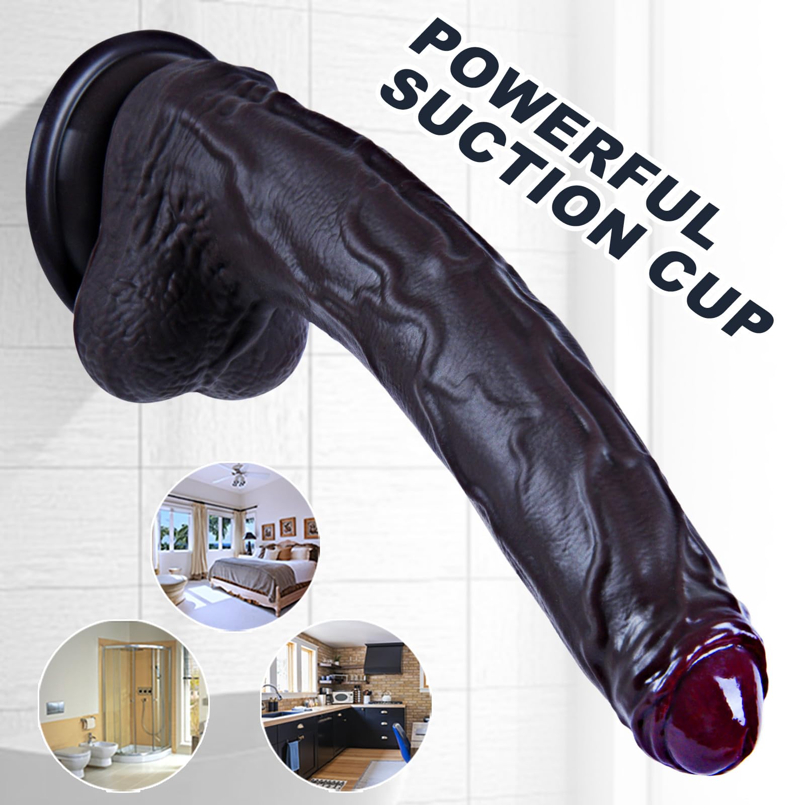 Dildo realistico da 28 cm con prepuzio, nero non circonciso, ventosa potente, silicone a doppia densità, stimola punto G e prostata, lunghezza XXL extra, unisex