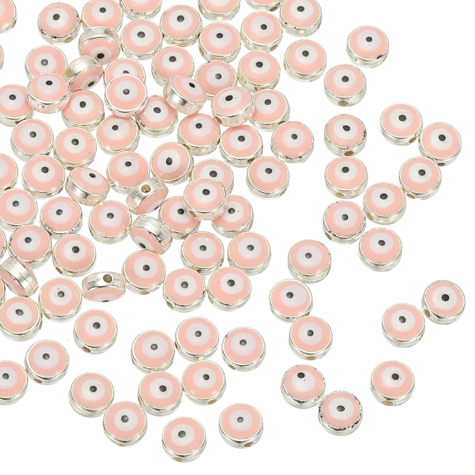 Perles mauvais œil rose et argent de 8 mm pour fabriquer des cadeaux de bijoux personnalisés