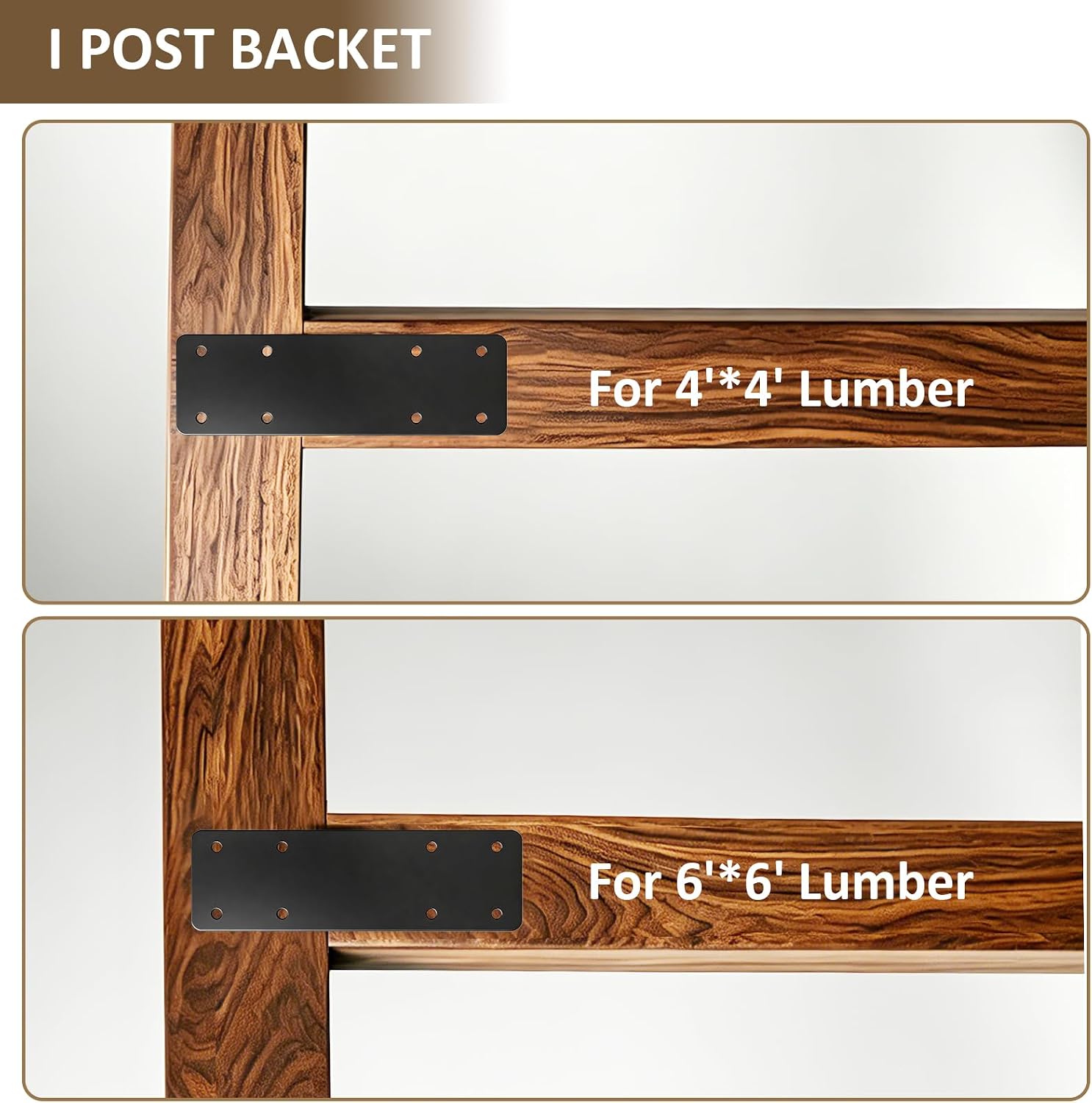 I Post Brackets 4PCS,10x3 Heavy Duty I Brackets,Flat Mending Plate for 4x4/6x6 Wood Lumber,Black I-Shaped Pergola Brackets,House Gazebo Repair Brackets,Truss to Beam Connector