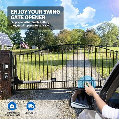 Miniatura 2 de TOPENS AT6131 Single Swing Gate Opener Medium Duty Automatic Gate Motor for Single Swing Gates Up to 18ft, Electric Driveway Gate Operator AC
