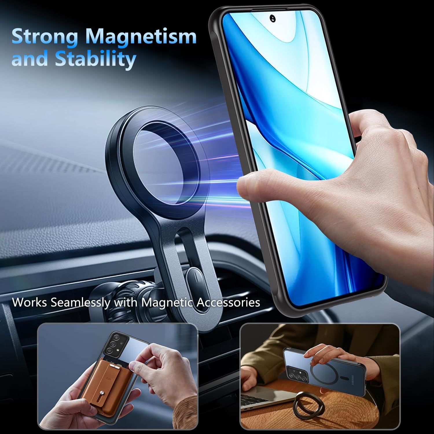 Tawarror Magnetyczne etui na telefon Samsung Galaxy A53 5G, matowe, półprzezroczyste etui na telefon komórkowy Samsung A53, tylna strona z poliwęglanu, odporne na zarysowania, z tworzywa TPU, ochrona