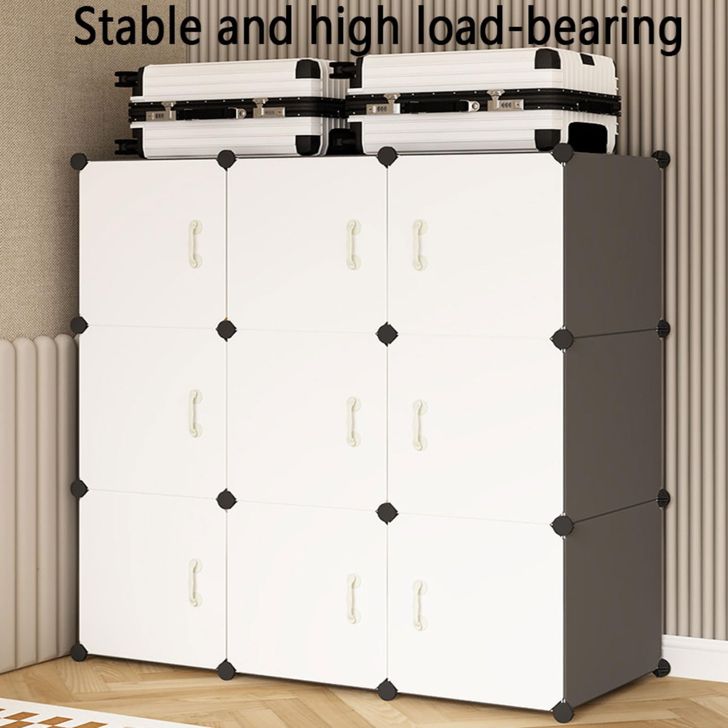 Armadio Guardaroba Modulare con 3 Barra Portatile Guardaroba con Porta Armadio Organizer Fai da Te Sistema di scaffalature in plastica per Vestiti Scarpe Giocattoli e Libri 111 * 47 * 157cm