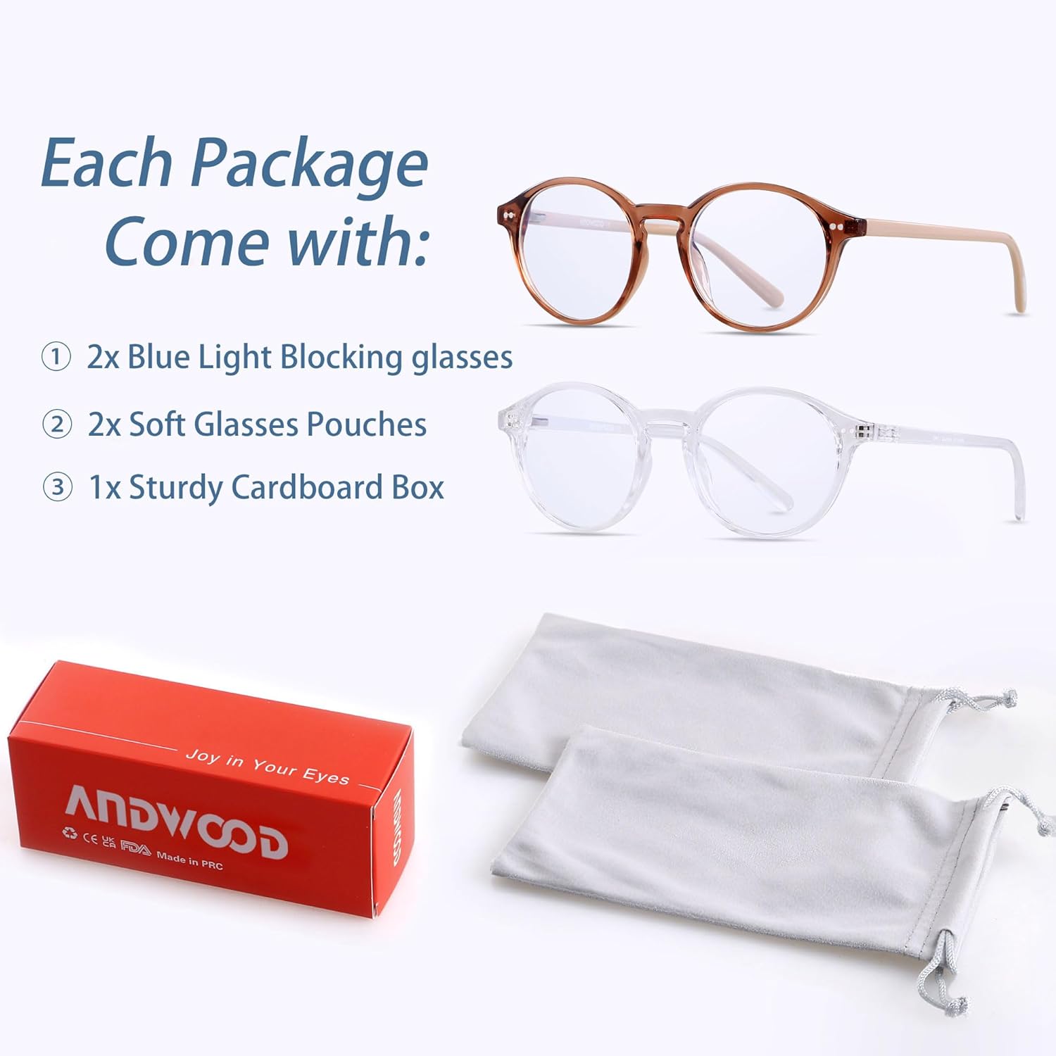 ANDWOOD Blue Light Blocking Glasses Women Men Computer Small Face Clear Bluelight Blocker Eyeglasses Frame - Image 4