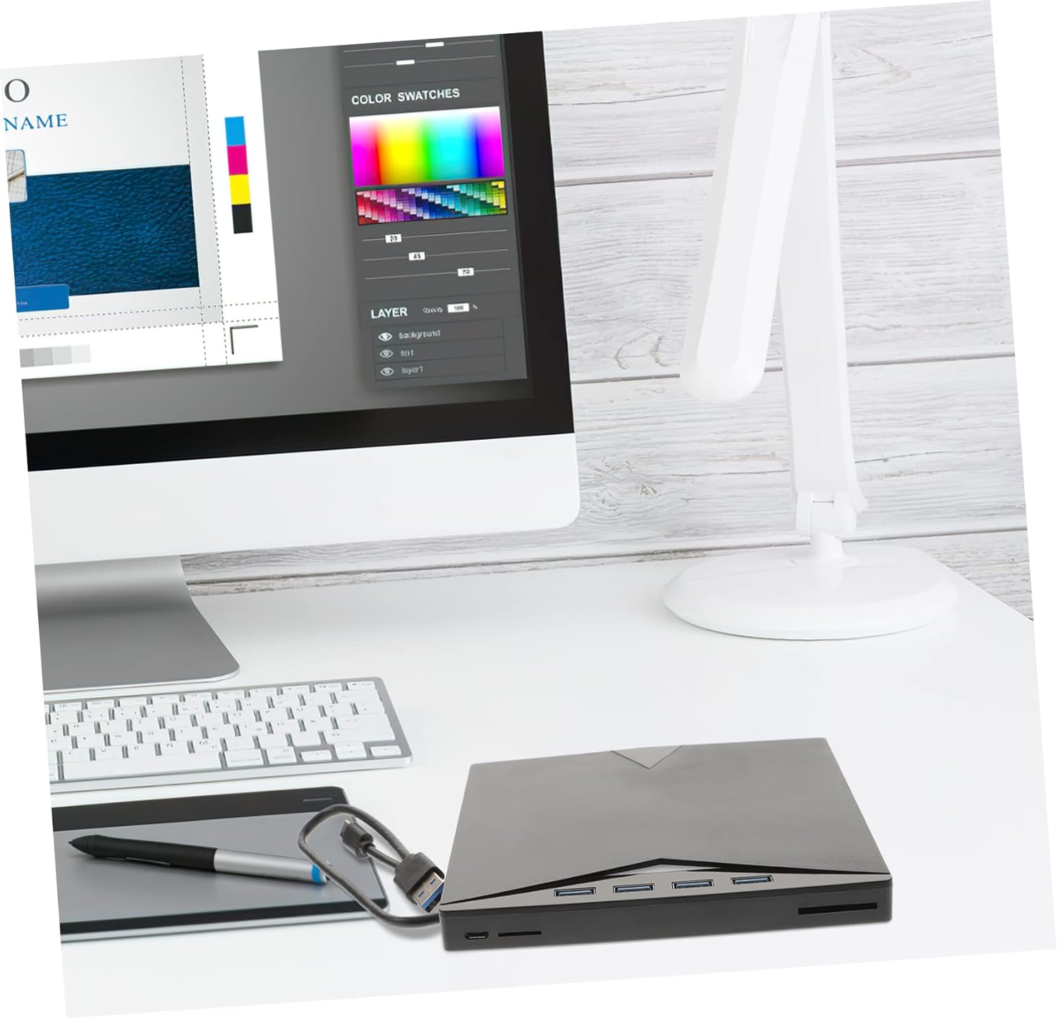 USB External DVD Drive Portable CD ROM Burner with Slip Pad Silent Mechanism Multi Function USB Optical Disk Writer for Laptop Desktop Compatible