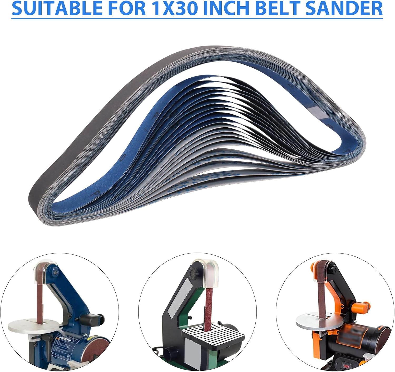 20Pcs 1 x 30 Inch Silicon Carbide Sanding Belts- 5 Each of 400, 600, 800, 1000 Grit, Medium/Fine Grit Assortment Sander Belts for Knife Sharpening, Metalworking