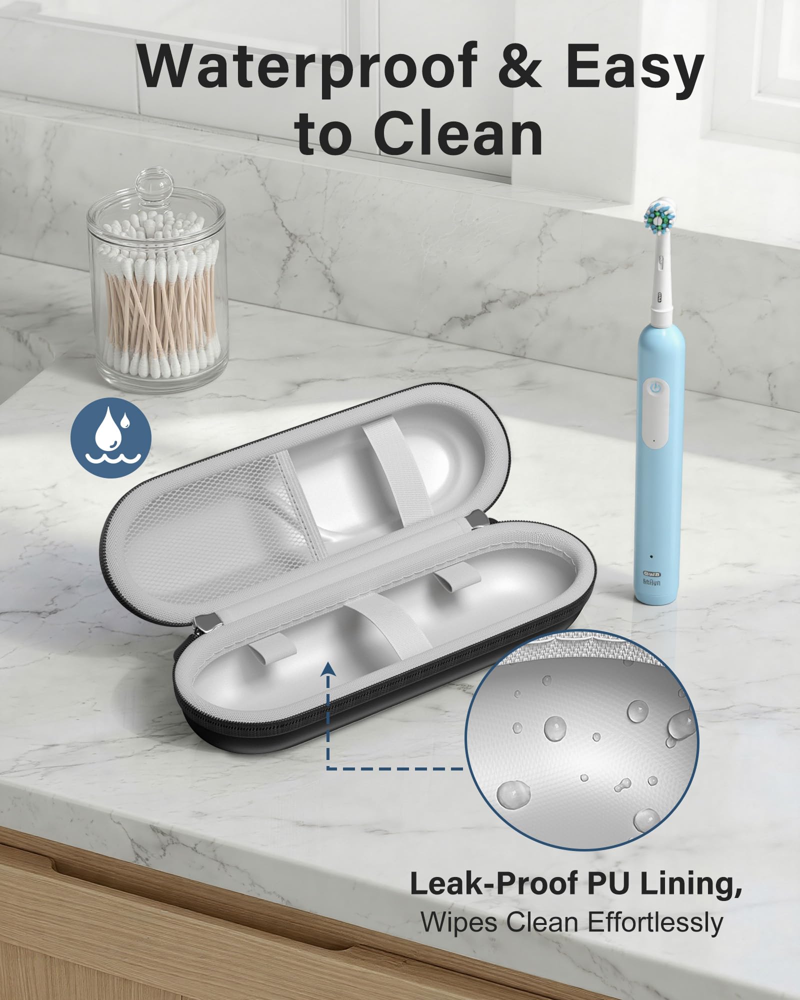 ProCase 歯ブラシケース 携帯用 コンパクトな旅行用 EVA製 Oral-B Philips対応 - ブラック | 電動歯ブラシケース,アクセサリー収納付き,多機能,軽量,耐久性,持ち運び便利,出張や旅行に