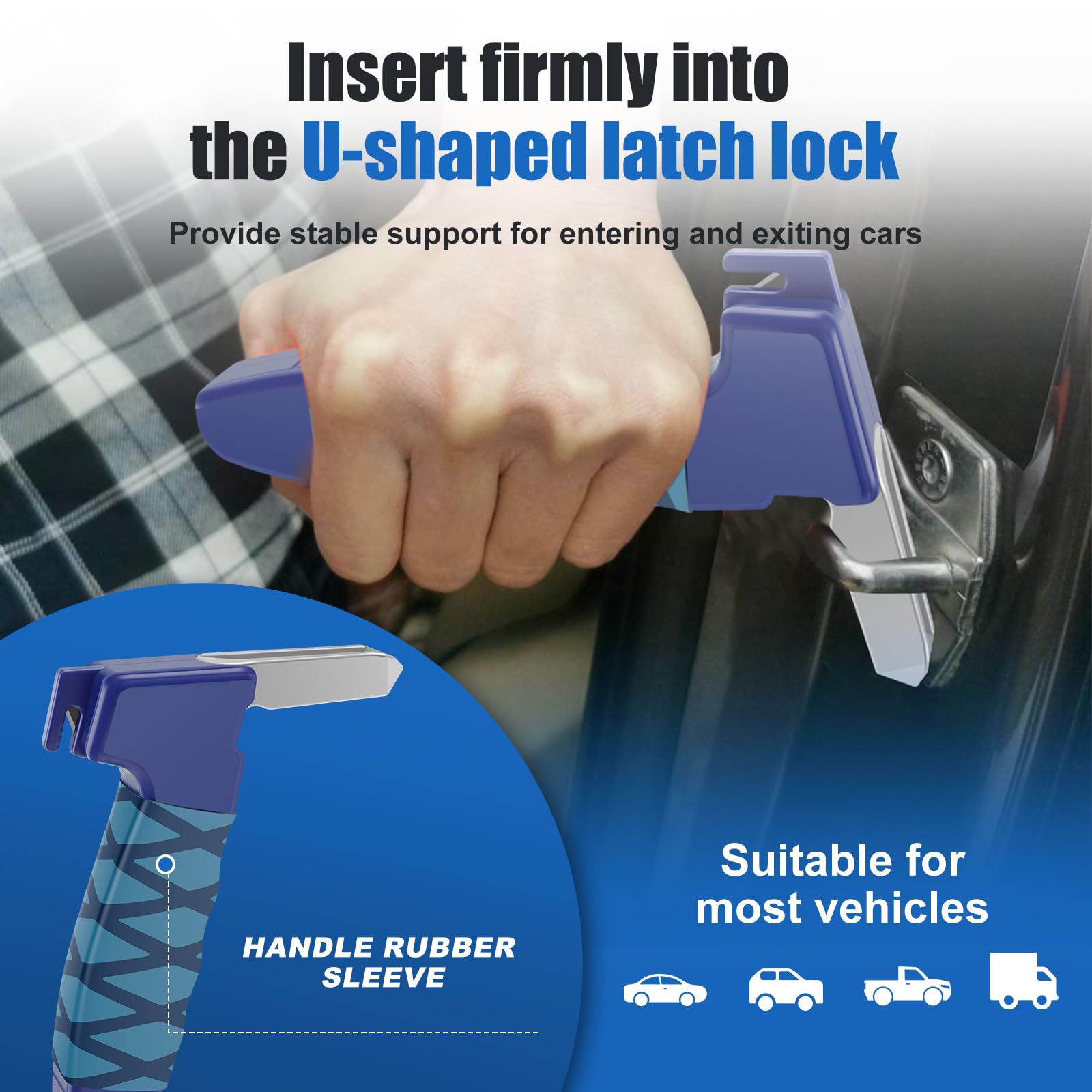 ZLHETWT 2Pack Car Door Assist Handle, Car Handle Assist, Car Door Handle Multifunction Handle Car Door Latch Handle for Seniors and Handicapped (Blue)