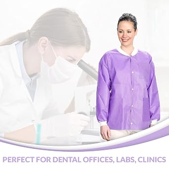 3630PPXL Extra-Safe, Wrinkle-Free, Noble Looking Disposable SMS Hip Length Jacket, Purple, XL, Pack of 10