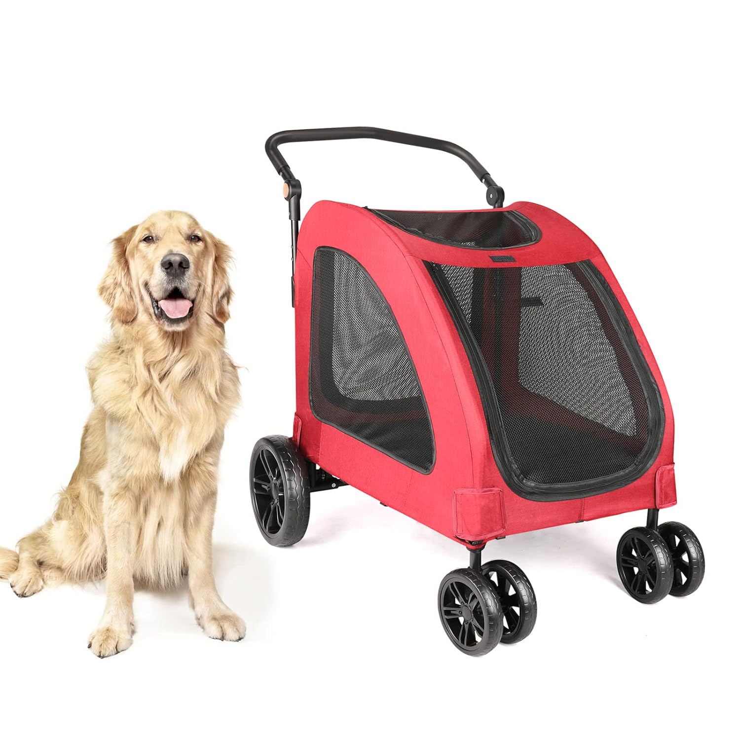 Timati 4 Wheels Large Dog Stroller,Foldable Travel Pet
