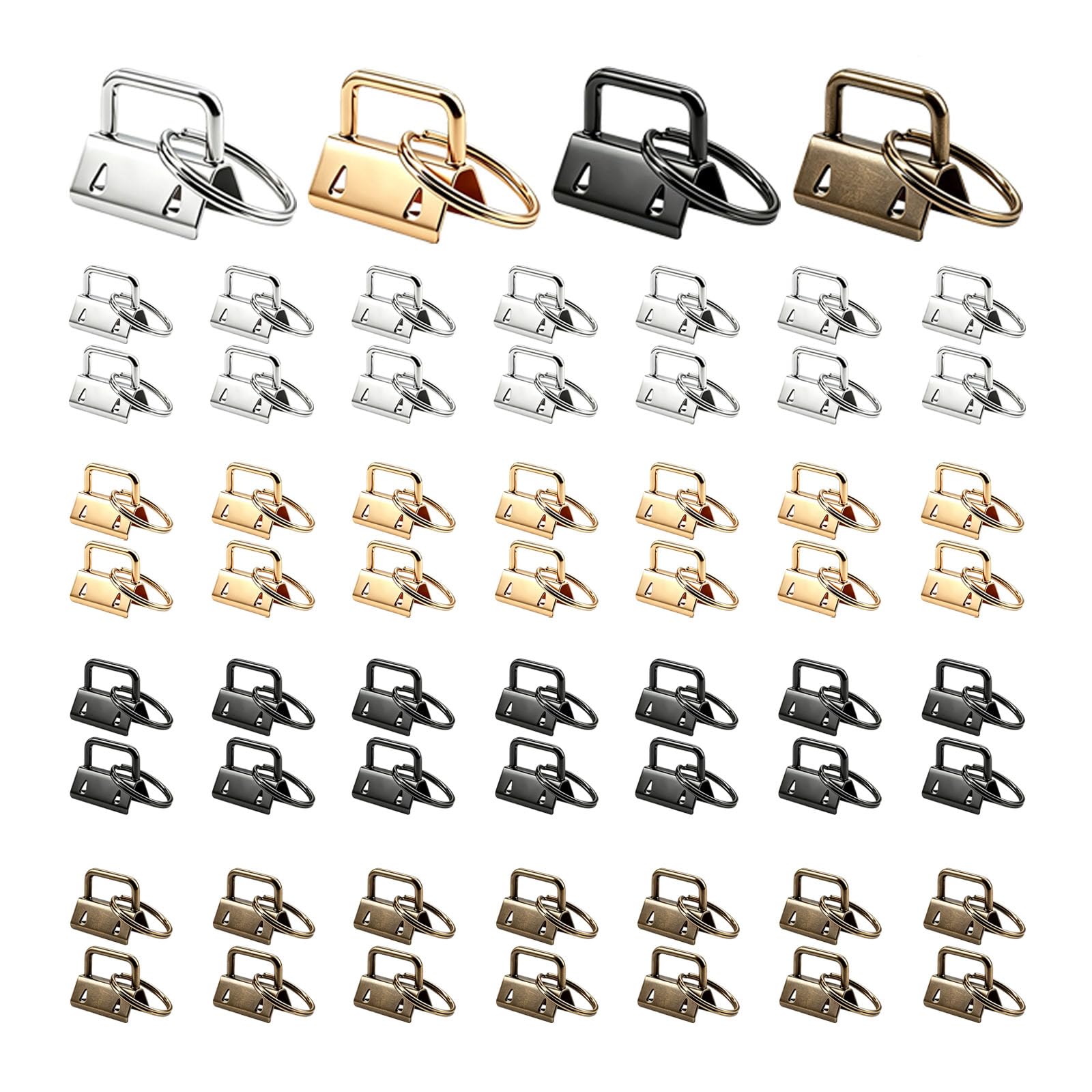 60 Pcs 1 Inch Key Fob Hardware Set, 4 Colors Wristlet Clasp with Split Key Rings, DIY Keychain Making Kit for Lanyard Wrist Strap Bag Crafts Supplies