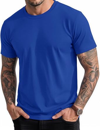 MAGCOMSEN Mens T-Shirts Short Sleeve Cotton Crew Neck Soft Breathable T Shirts Casual Plain Classic Summer Tees