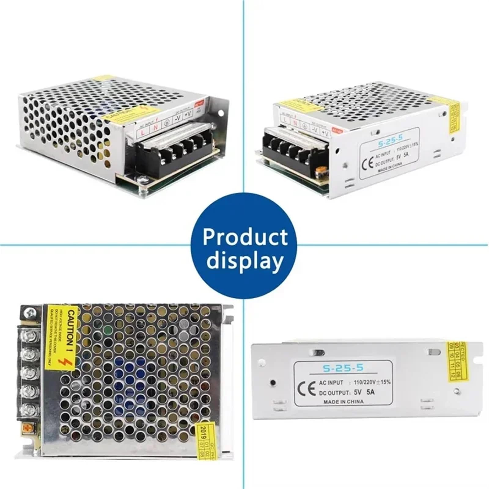 1 Unidad de Fuente alimentación AC/DC 5V, 12V y 24V, 1A, 2A, 3A, 5A, 6A, 8A, 10A, 15A, 20A 30A, for iluminación, 220V a(Dc24v,6 Years)