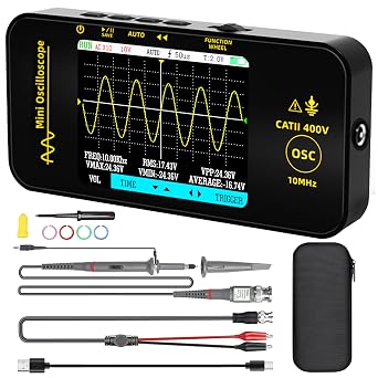 BSIDE Handheld Oscilloscope 3.2 TFT Display Portable Digital Oscilloscope 10MHz Bandwidth Automotive Oscilloscope 48MSa/s Sampling Rate Trigger Function Auto/Nomal/Single
