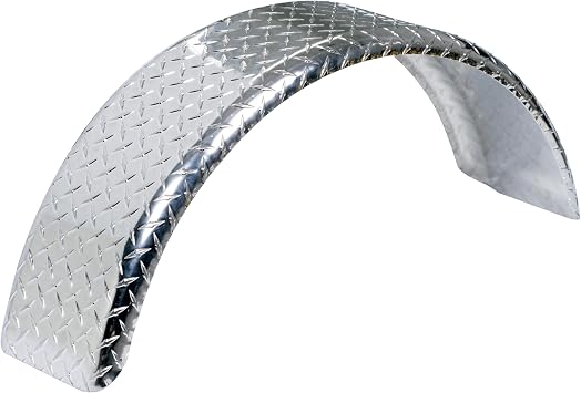 Tie Down Trailer Fenders Single Axle Diamond Plated, Made in USA Aluminum Trailer Fender for 13-16" Wheels 31.48" L x 8" W x 13.12" H 1 Fender