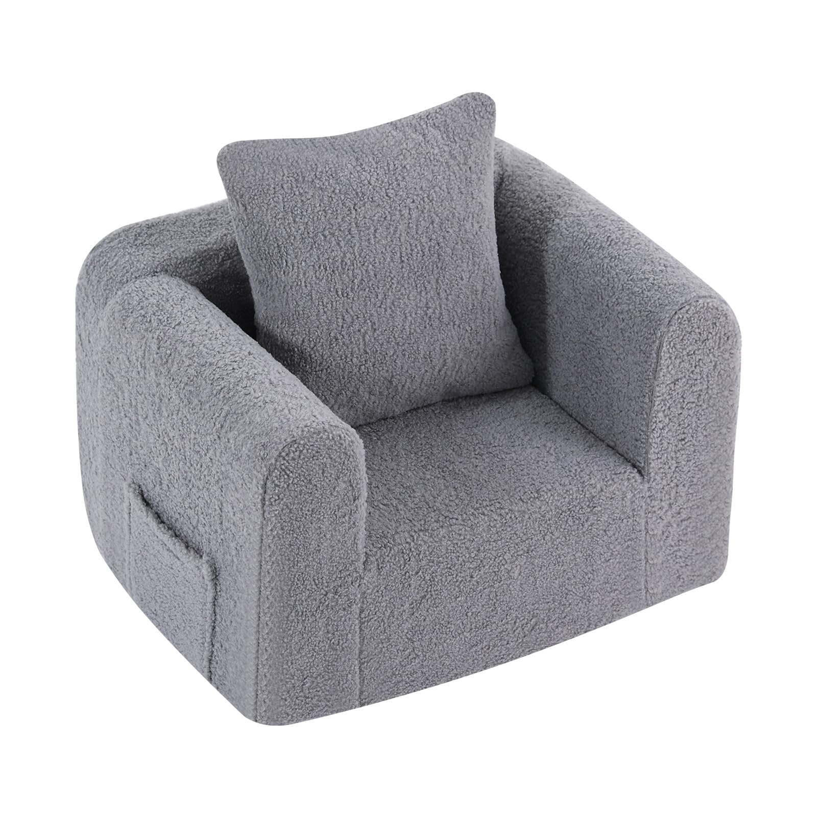 Sofá para niños con almohada, acogedora silla de espuma suave para leer, sofá infantil con reposabrazos, muebles ligeros y cómodos para niños, dormitorio, sala de juegos para niños y niñas,