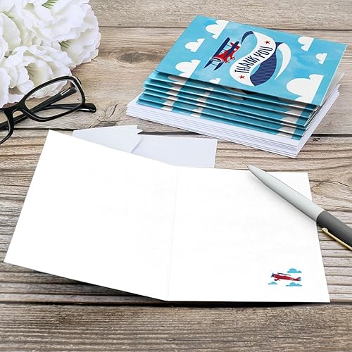 Miniatura 5 de Big Dot of Happiness Taking Flight - Avión - Tarjetas de agradecimiento para baby shower o fiesta de cumpleaños (8 unidades)