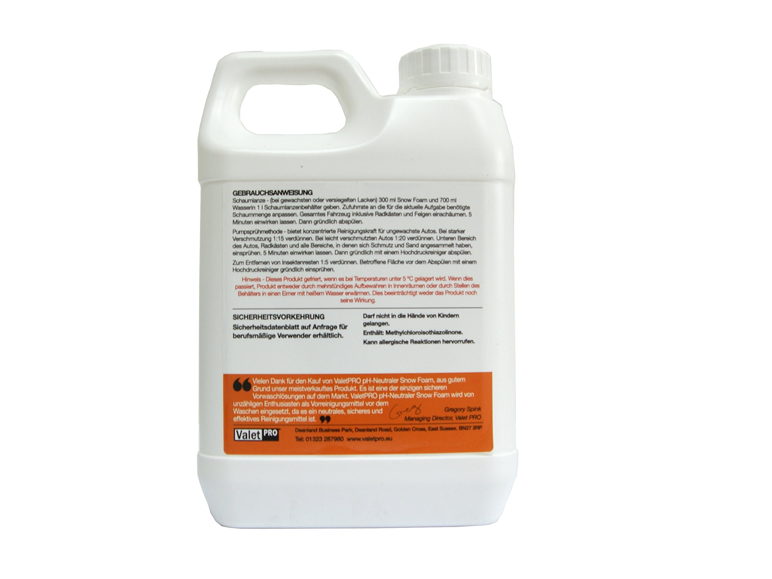 ValetPRO Espuma de Nieve pH Neutro 5L / Espuma - PH Neutro Adecuado para el Lavado de Coches/Concentrado Fabricado en Inglaterra