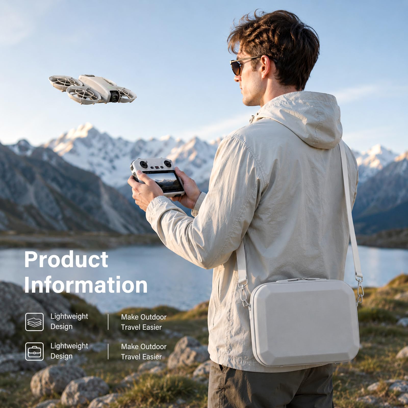 Étui Case pour DJI Neo 2 Sac, Sacoche pour Manette RC 2/Batterie Neo2 Accessoires Housse, pour DJI Neo 2 Fly More Combo Transport Boîte de Voyage, pour Rangement Drone