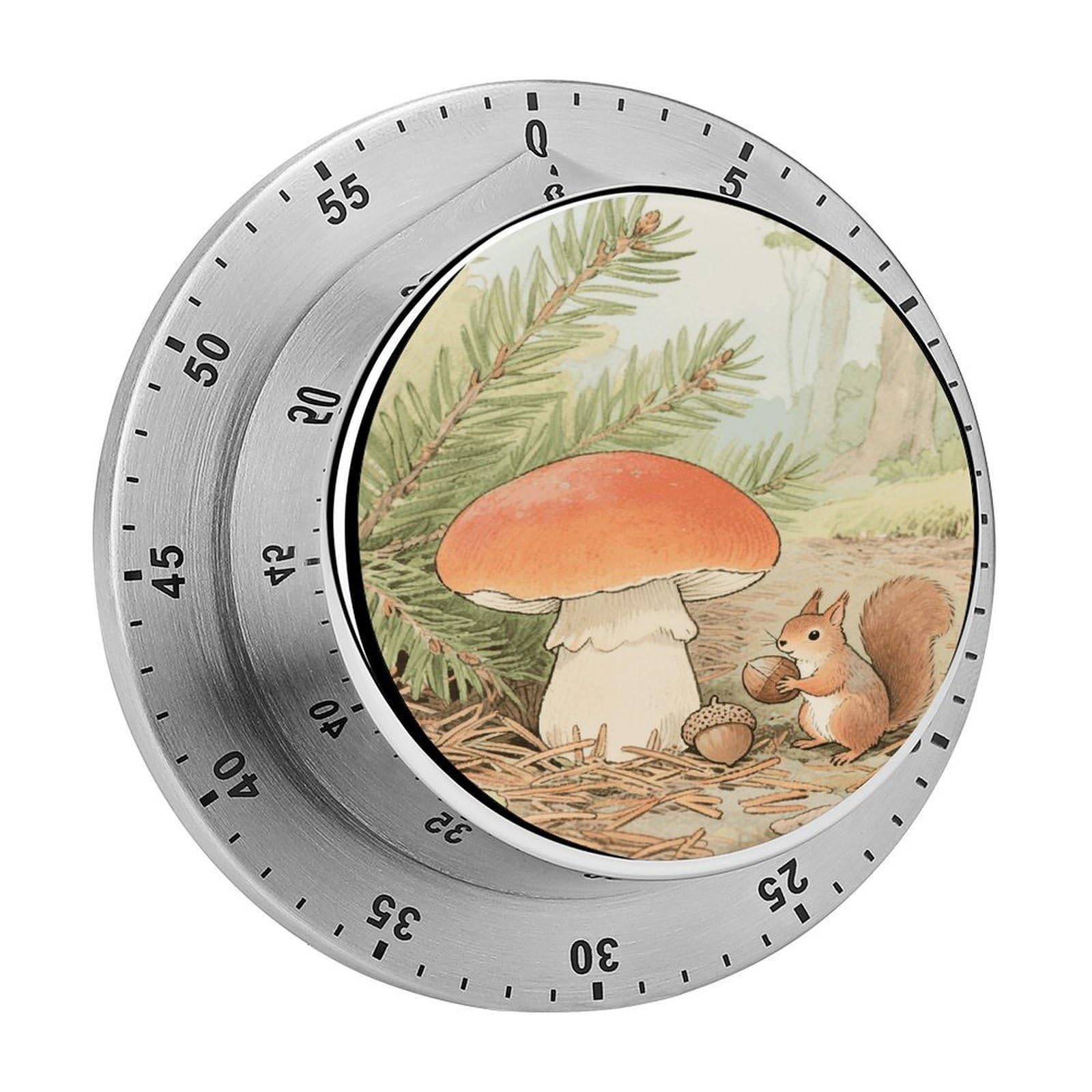 Vintage Mushroom Timer Exquisite Stainless Steel Body Mechanical Desk Timers 60 Minutes Visual Countdown Timers with Magnetic Backing Loud Alarm Kitchen Timer for Cooking