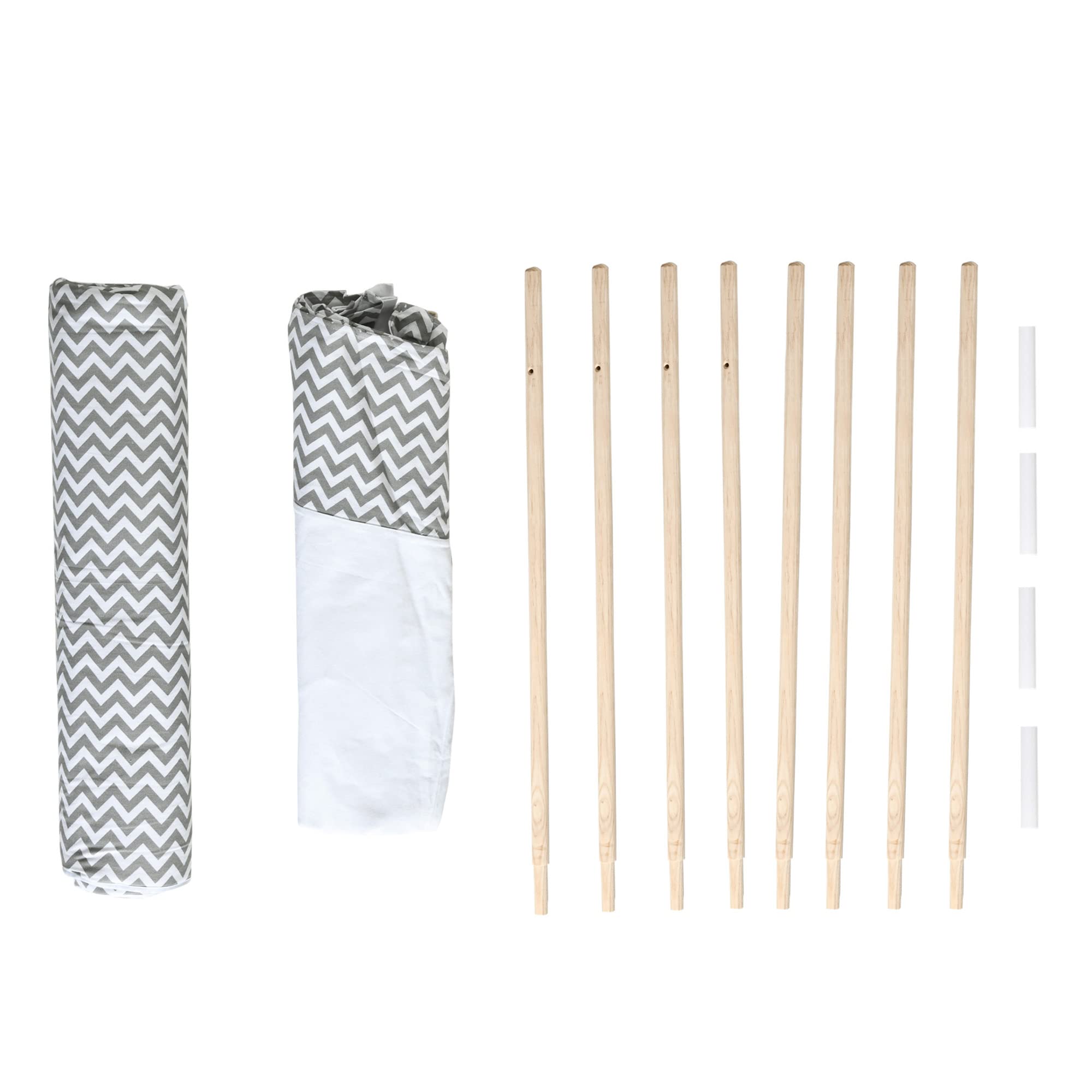 HOMCOM Tienda de Campaña para Niños de +3 Años 120x120x155 cm Gris | Tipi Infantil con Colchoneta, de Madera, Portátil, Ventana, Bolsa de Transporte, para Interiores y Exteriores